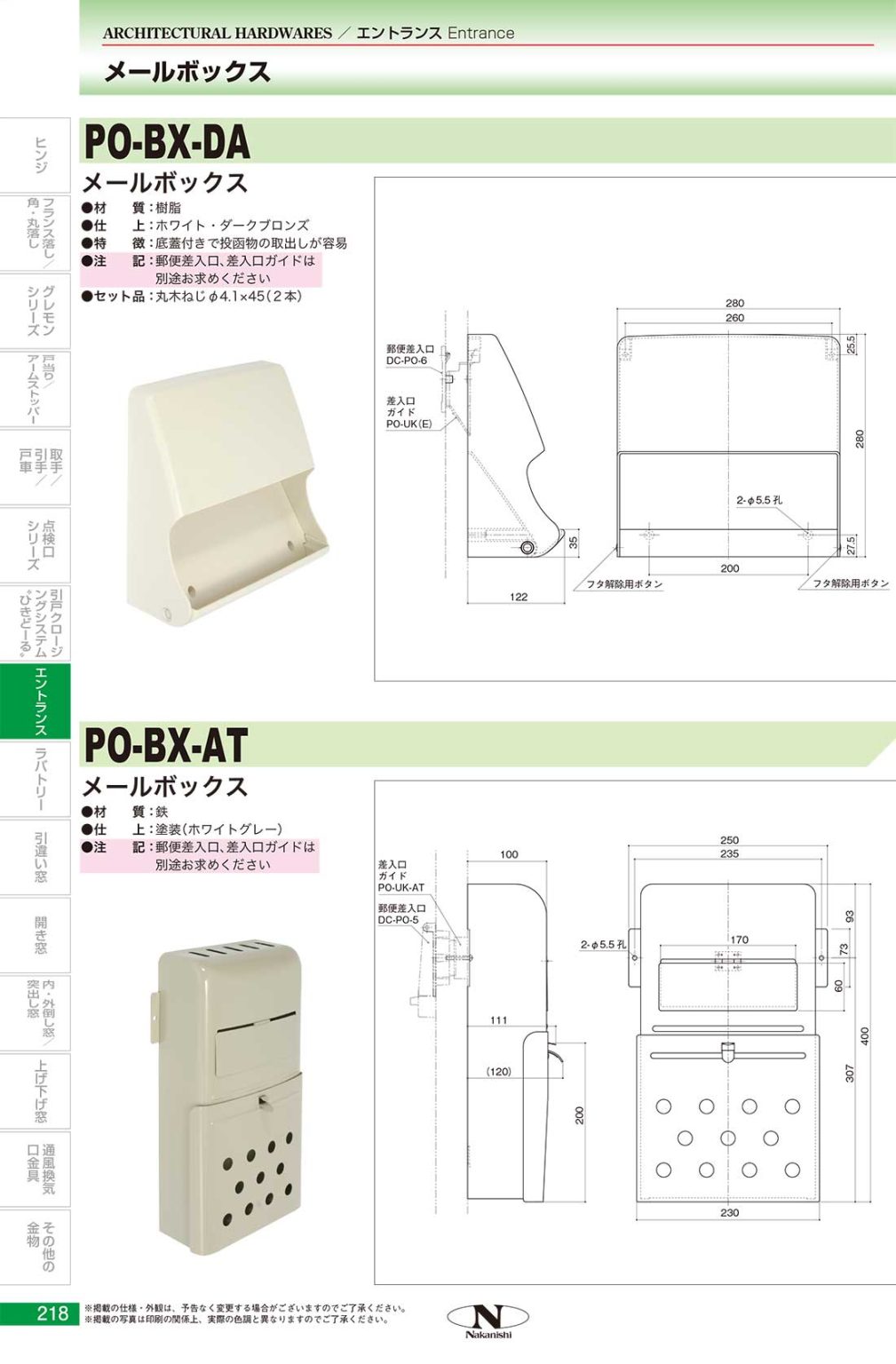 メールボックス : 中西産業株式会社|建築金物の総合会社